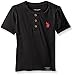 U.S. Polo Assn. Big Boys' Slub Jersey Short Sleeve Henley, Black/Red, 10/12