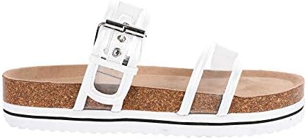 clear double strap buckle sandals
