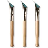 3 Pcs Stainless Steel Pottery Batik Printing Pen with Wooden Handle for Painting Drawing on Fabric Cloth Clay Tool