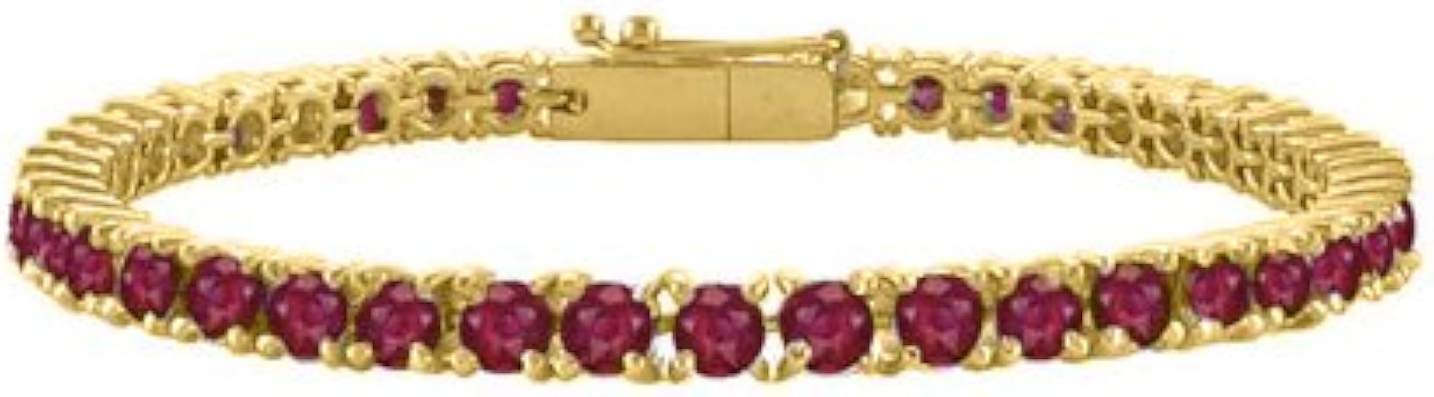 Created Ruby Tennis Bracelet in 18K Yellow Gold Vermeil. 5CT. TGW. 7 Inch Amazon.co.uk Jewellery