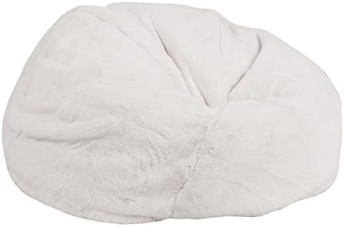 Oversized White Furry Kids Bean Bag Chair