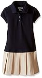Nautica Little Girls' Uniform Pique Polo Pleated Dress, Navy, 6