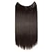 S-noilite Invisible Hair Extensions Secret Transparent Headband Hairpieces No Clip Long Human Made Natural Synthetic Fibre Hair Piece for Women Lady 20 inch Straight STRAWBERRY BLONDE