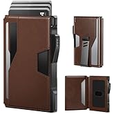 typecase Pop Up Wallet: Slim Wallet with Money Clip, Rfid-blocking, Minimalist, Small, Thin, Compact Card Case, Magnetic Bifold, Front Pocket Wallet, 9-13 Card Capacity, Mens Gifts Wallet - Brown