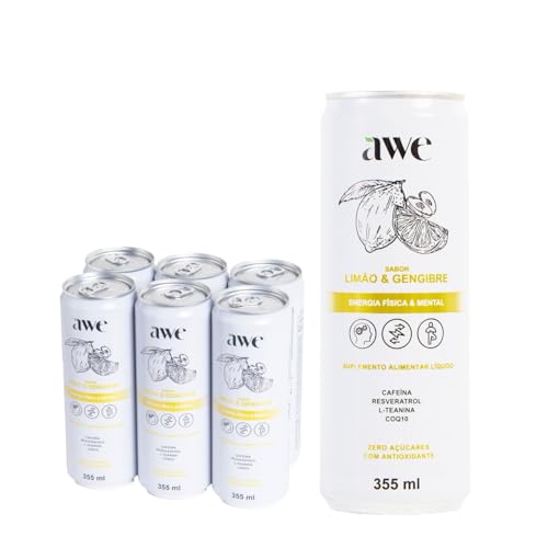 AWE Limão e Gengibre - Bebida Fitness Energética - Pack com 6 Unidades - Lata 355 ml
