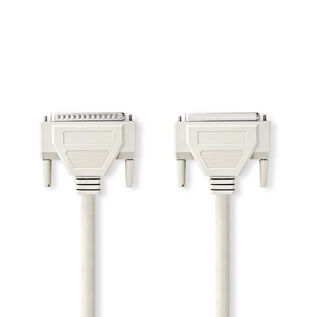 NEDIS CCGP52110IV50 Serial Cable | D-SUB 25-Pin Male | D-SUB 25-Pin Female | Nickel Plated | 5.00 m | Round | PVC | Ivory | Polybag