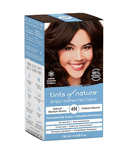 Tints of Nature 4N Natural Medium Brown Permanent Hair Dye, Vegan 4.4 fl oz