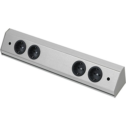 WIPO 13940562200 Steckdosenleiste Corner Compact 230 V, max.3500 Watt, L 560 mm, Edelstahl Effekt