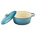 Zelancio Cookware 6-Quart Enameled Cast Iron Oval Dutch Oven Cooking Dish with Skillet Lid, Teal