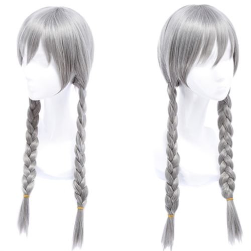 Alicenter(TM) Cute Girls Judi Cosplay Wig Silvery Grey Long Braid Styled Hair Smooth Wig