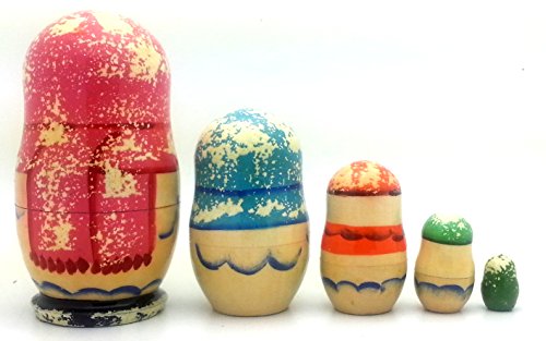 Snowman Russian Nesting Dolls Hand Painted 5 Piece Set 4 inch tall