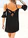 Persun Women Cold Shoulder Lace Trumpet Sleeve Spaghetti Strap Dress Tops, Black, Small