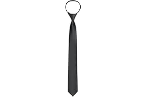 ERDOGLY Men's Pre-Tied Necktie, Adjustable Zipper Skinny Ties for Men, Solid Color Black Ties for Wedding, Graduation
