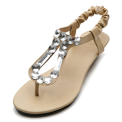 Ollio Women's Shoe Low Heel Beaded Thong Multi Color Sandal