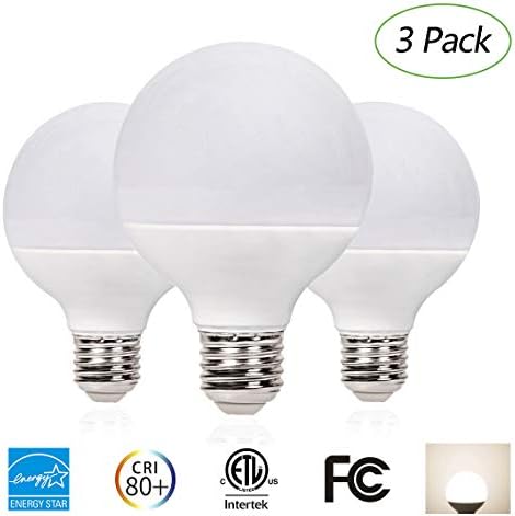EFFOE G25 LED Globe Bulbs 7W (60W Equivalent), Frost Cover Light, Dimmable, E26 Base, 3000K Soft White, 500 Lumens, 220 Degree Beam Angle Energy Star Certified, 3 Pack