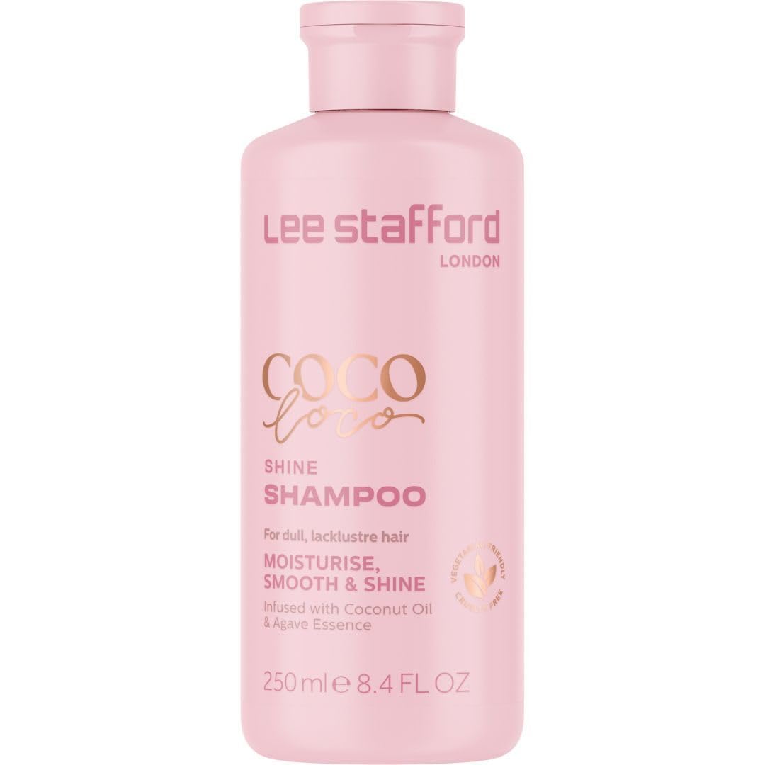 Lee Stafford Shine Shampoo | Coco Loco - Best Moisturizing Lightweight Shampoo for Dry, Dull Hair, Radiant High Gloss Sleek Silk Shiny Finish, Packed with Coconut Oil for Rich Moisture, 250 ml