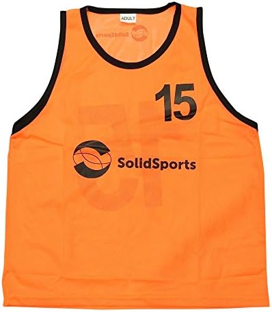 Solid Sports Numbered Training Bibs, Adult Orange