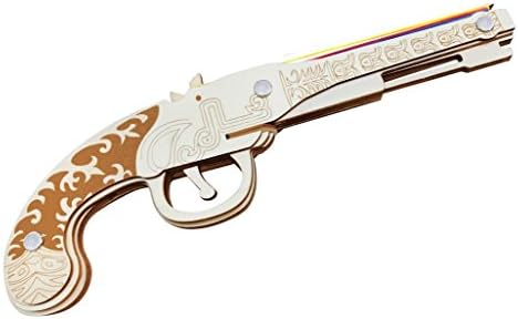 Jaswass Rubber Band Gun Pistol Handgun 3D Wooden Puzzle Toys for Kids 8+ and Adults