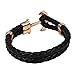 RIVERTREE Gold Classic Anchor Braided Leather Bracelet Black for Men
