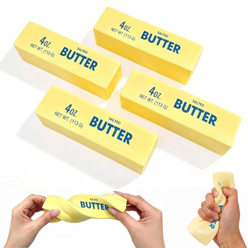 4PCS Butter Squishy, Super Soft Butter-Shaped Slow Rising Squeeze, Stress Relief Anxiety Relaxation Squishies, Ideal for Birthday Gifts, Party Favors, Classroom Prizes, Easter Basket Stuffers