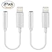 JUNLEI Lightning Adapter[2-Pack],Lightning Connector to 3.5mm Headphone Earphone Extender Jack Adapter Convenient and Suitablefor iPhone 6/6s/7/7 Plus and More - White