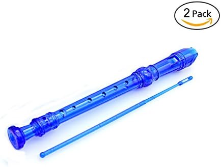 2 Pcs Soprano Recorder 8-hole Clarinet with Storage Bag/Cleaning Rod,Clear Blue