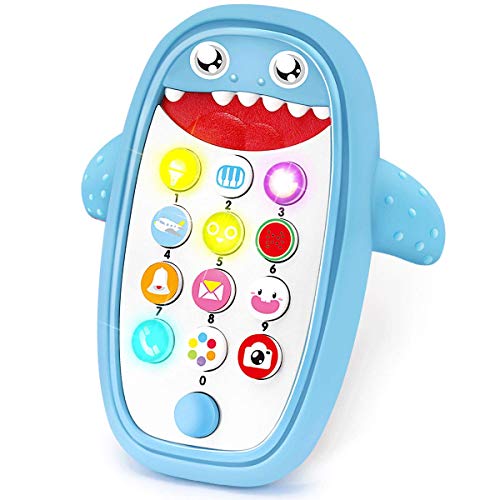 swagitloud sommer teething phone toy for babies with removable soft case, lights, music and adjustable volume - play and learn for children and toddlers 18+ months 