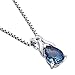 PEORA London Blue Topaz Pendant Necklace in Sterling Silver, Natural Gemstone, Classic Teardrop Solitaire, 1.50 Carats Pear Shape 9x6mm, with 18 inch Chain, December Birthstone Necklace,