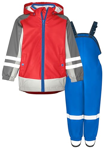 Playshoes Regenanzug Traje de Lluvia, 3 en 1 Rojo Azul, 80 (Pack de 2) Unisex niños
