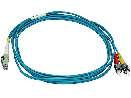 Monoprice Fiber Optic Cable - 2 Meter - Aqua | LC to ST, OM3, 50/125 Type, Mult…