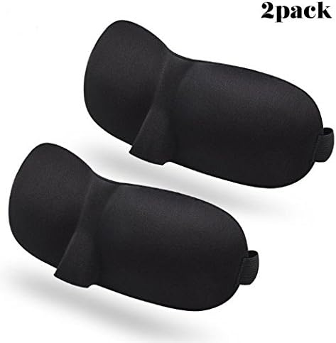 LNE New 2 Pack 3D Super-soft Eye Mask Sleeping Mask with Ear Plugs and Contoured Shape, Perfect Fit, Lightweight, Silky Softness,Comfortable Sleep Guaranteed black