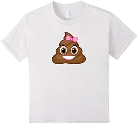 Kids Girl Poop Cute Emoji T-Shirt 8 White