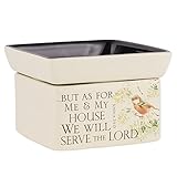 Elanze Designs As for Me and My House Joshua 24:15 Ceramic Stoneware Electric 2 in 1 Jar Candle and Wax and Oil Warmer
