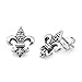 925 Oxidized Sterling Silver Filigree Fleur De Lis Symbol Small Post Stud Unisex Earrings 15 mm