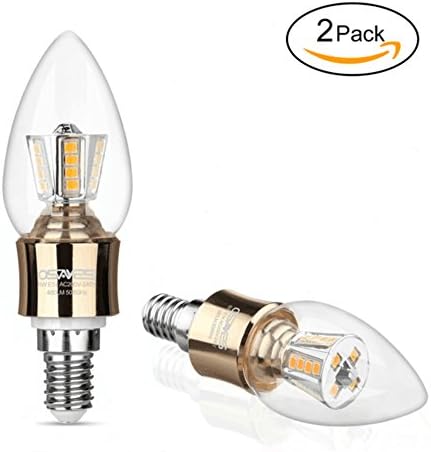 LED Candelabra Bulbs E14 Bulb Candelabra LED Bulbs, 60 Watt Equivalent, Warm White 3000K LED Chandelier Bulbs, Candelabra Base, Non-Dimmable LED Lamp, 2 Pack