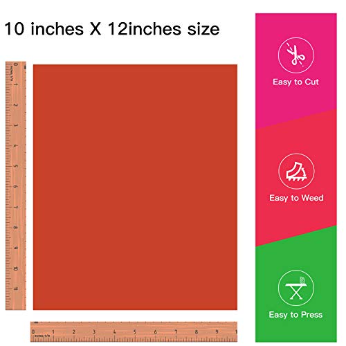 JANDJPACKAGING Orange Heat Transfer Vinyl Bundle 10 Pack of 12 x10 - Iron On Vinyl - Orange HTV Vinyl for Silhouette Cameo or Cricut