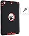 DOMAVER iPad Mini 2 Case,iPad Mini Case,iPad Mini 3 Case,Heavy Duty Shockproof Rugged Cover 3 In1 Hard PC+Silicone Hybrid Impact Resistant Full Body Protective Case for iPad Mini 1/2/3-Black/Red