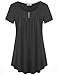 Jazzco Women's Short Sleeve Scoop Neck Pleated Button Henley Tunic Tops