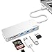 USB C Hub, EQUIPD 5 IN 1 Aluminum Type C Adapter with 3 USB 3.0 Ports SD/SDHC/microSD Card Reader for New Macbook/Pro 13” 15 2015/2016/2017/Google Chromebook and more Type C Devices – Silver