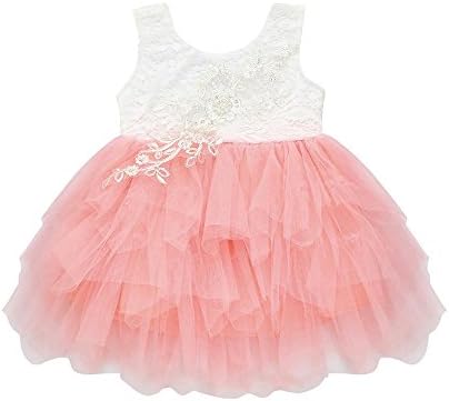 Fartido Infrant Kid Baby Girl Princess Bridesmaid Pageant Birthday Party Lace Wedding Dress