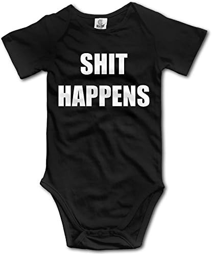 BLI Toddler Short-Sleeve Bodysuit Jumpsuit One-Pieces Bodysuit Shit Happens for Boy&Girl18 Months Black