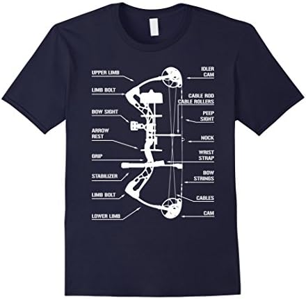Mens Compound Bow Archery Hunting Anatomy T Shirt - Funny Bow Medium Navy