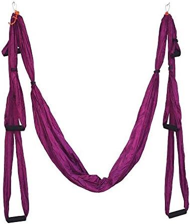 Parachute Fabric Swing Inversion Therapy Anti-gravity Aerial Yoga Dip Stands Color Purple New
