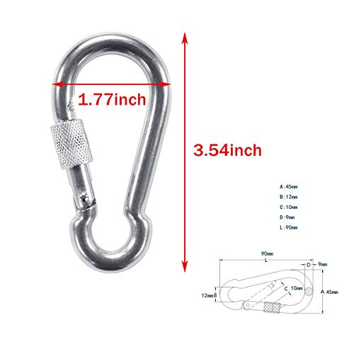 PLRB TOYS 8pcs Locking Carabiners, Heavy Duty Carabiner, 316 Stainless Steel Screw Lock Carabiner Hooks