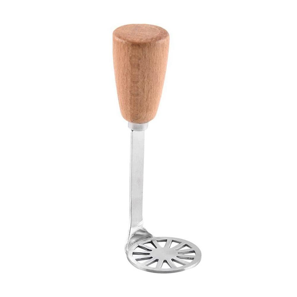ARFUKA Potato Masher, Potato Masher Stainless Steel, Heavy Duty Manual Masher Kitchen Tool with Wood Handle for Avocado, Bean, Vegetable