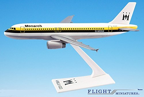 Flight Miniatures Monarch British Airline (84-02) A320-200 1:200 Scale - Plastic Snap-Fit Model Airplane - Collectible Replica of Monarch Airlines - Part# AAB-32020H-012