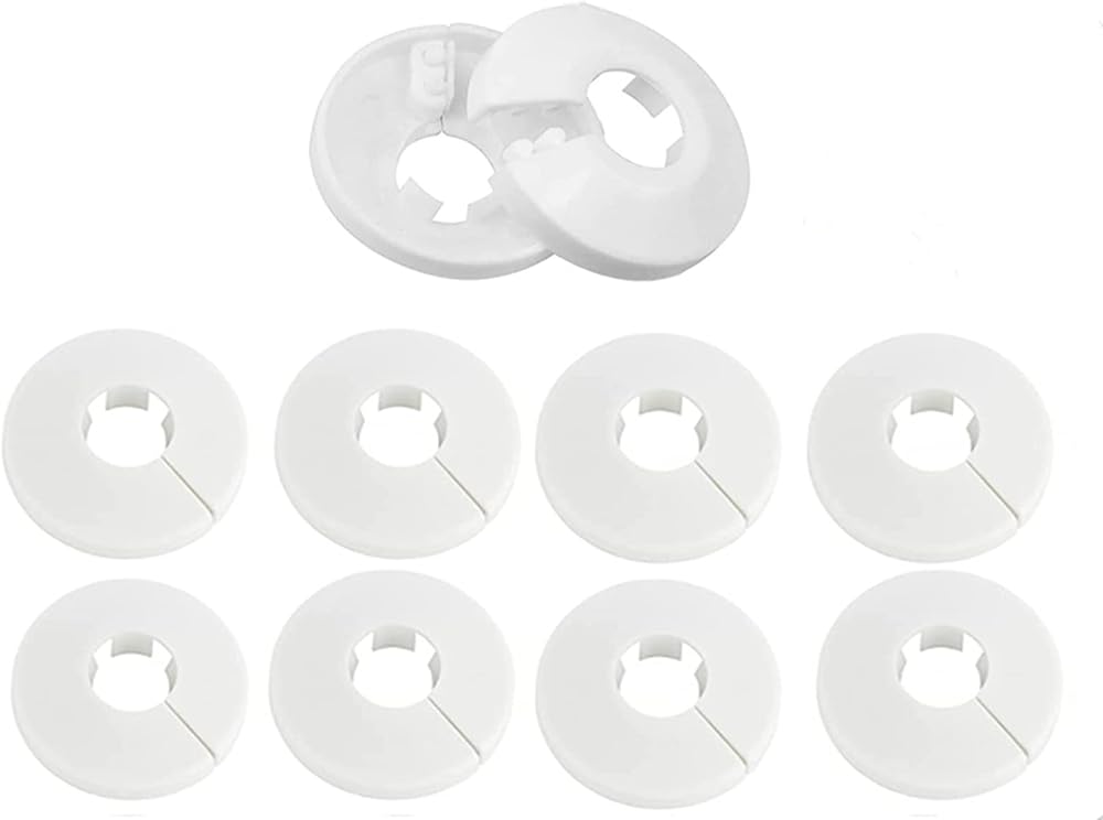SuSohr 10x Plastic Radiator Pipe Collars Covers for 15mm Pipe White