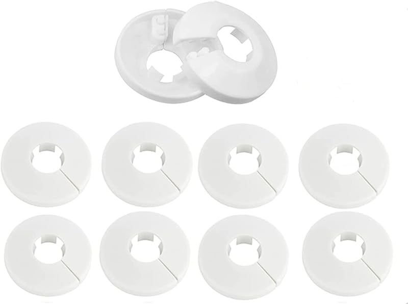 SuSohr 10x Plastic Radiator Pipe Collars Covers for 15mm Pipe White