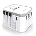 Universal Travel Adapter, Tesyker International Power Adapter Universal Adapter with High Speed 5.6A 4 USB Ports, 3.0A Type C AC Outlet Travel Plug Adapter for US UK EU AUS JPN Laptop Cellphone(White)