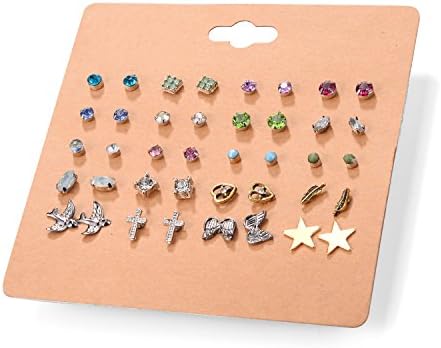 Aganippe 20 Pairs Girl's Stainless Steel Earrings Cute Assorted Multiple Animal Stud Earring Sets,Hypoallergenic,Christmas Gift For Girls